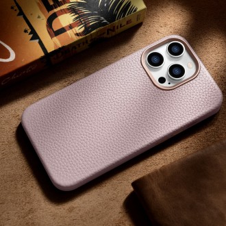 iCarer Litchi Premium Leather Case iPhone 14 Pro Max Magnetic Leather Case with MagSafe Pink (WMI14220712-PK)