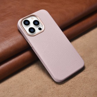 iCarer Litchi Premium Leather Case iPhone 14 Pro Max Magnetic Leather Case with MagSafe Pink (WMI14220712-PK)