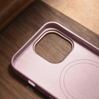 iCarer Litchi Premium Leather Case iPhone 14 Pro Max Magnetic Leather Case with MagSafe Pink (WMI14220712-PK)