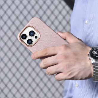 iCarer Litchi Premium Leather Case iPhone 14 Pro Max Magnetic Leather Case with MagSafe Pink (WMI14220712-PK)