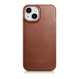 iCarer CE Oil Wax Premium Leather Folio Case iPhone 14 magnetic flip case MagSafe brown (AKI14220705-BN)
