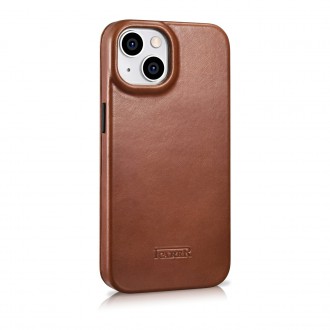 iCarer CE Oil Wax Premium Leather Folio Case iPhone 14 magnetic flip case MagSafe brown (AKI14220705-BN)