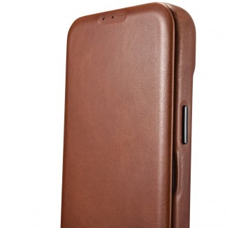 iCarer CE Oil Wax Premium Leather Folio Case iPhone 14 magnetic flip case MagSafe brown (AKI14220705-BN)