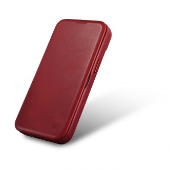 iCarer CE Oil Wax Premium Leather Folio Case iPhone 14 magnetic flip case MagSafe red (AKI14220705-RD)