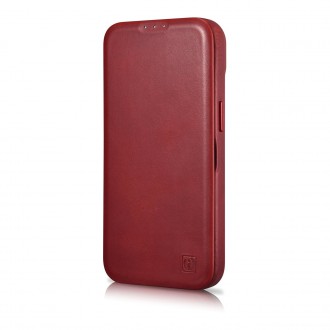 iCarer CE Oil Wax Premium Leather Folio Case iPhone 14 magnetic flip case MagSafe red (AKI14220705-RD)