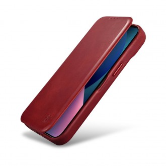 iCarer CE Oil Wax Premium Leather Folio Case iPhone 14 magnetic flip case MagSafe red (AKI14220705-RD)