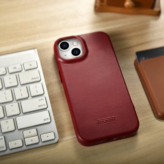 iCarer CE Oil Wax Premium Leather Folio Case iPhone 14 magnetic flip case MagSafe red (AKI14220705-RD)