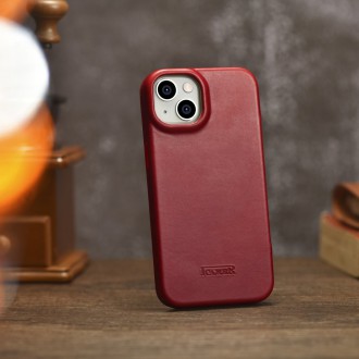 iCarer CE Oil Wax Premium Leather Folio Case iPhone 14 magnetic flip case MagSafe red (AKI14220705-RD)