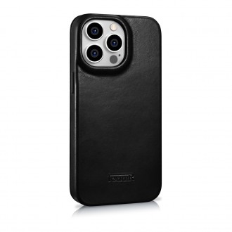 iCarer CE Oil Wax Premium Leather Folio Case Leather Case iPhone 14 Pro Magnetic Flip MagSafe Black (AKI14220706-BK)
