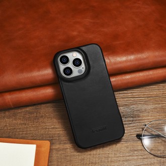 iCarer CE Oil Wax Premium Leather Folio Case Leather Case iPhone 14 Pro Magnetic Flip MagSafe Black (AKI14220706-BK)