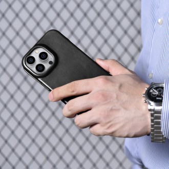 iCarer CE Oil Wax Premium Leather Folio Case Leather Case iPhone 14 Pro Magnetic Flip MagSafe Black (AKI14220706-BK)