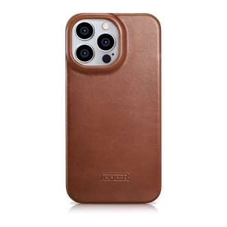 iCarer CE Oil Wax Premium Leather Folio Case Leather Case iPhone 14 Pro Magnetic Flip MagSafe Brown (AKI14220706-BN)