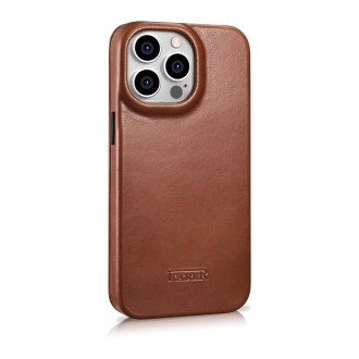 iCarer CE Oil Wax Premium Leather Folio Case Leather Case iPhone 14 Pro Magnetic Flip MagSafe Brown (AKI14220706-BN)