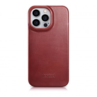 iCarer CE Oil Wax Premium Leather Folio Case Leather Case iPhone 14 Pro Magnetic Flip MagSafe Red (AKI14220706-RD)