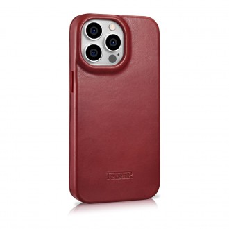 iCarer CE Oil Wax Premium Leather Folio Case Leather Case iPhone 14 Pro Magnetic Flip MagSafe Red (AKI14220706-RD)