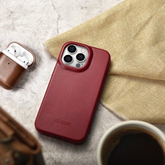 iCarer CE Oil Wax Premium Leather Folio Case Leather Case iPhone 14 Pro Magnetic Flip MagSafe Red (AKI14220706-RD)