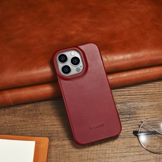 iCarer CE Oil Wax Premium Leather Folio Case Leather Case iPhone 14 Pro Magnetic Flip MagSafe Red (AKI14220706-RD)