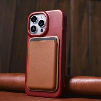 iCarer CE Oil Wax Premium Leather Folio Case Leather Case iPhone 14 Pro Magnetic Flip MagSafe Red (AKI14220706-RD)