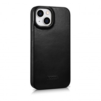 iCarer CE Oil Wax Premium Leather Folio Case Leather Case iPhone 14 Plus Magnetic Flip MagSafe Black (AKI14220707-BK)