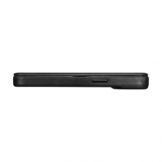 iCarer CE Oil Wax Premium Leather Folio Case Leather Case iPhone 14 Plus Magnetic Flip MagSafe Black (AKI14220707-BK)