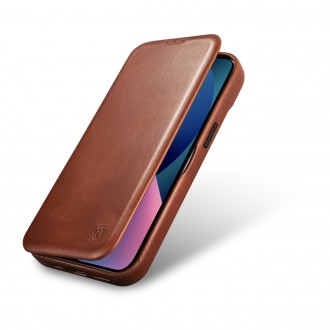 iCarer CE Oil Wax Premium Leather Folio Case iPhone 14 Plus magnetic flip case MagSafe brown (AKI14220707-BN)
