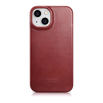 iCarer CE Oil Wax Premium Leather Folio Case iPhone 14 Plus Magnetic Flip Leather Folio Case MagSafe Red (AKI14220707-RD)
