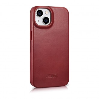 iCarer CE Oil Wax Premium Leather Folio Case iPhone 14 Plus Magnetic Flip Leather Folio Case MagSafe Red (AKI14220707-RD)