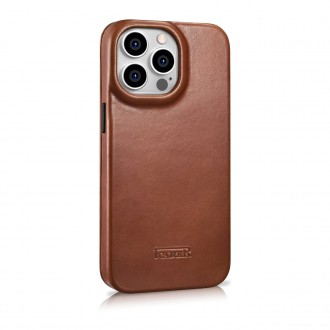 iCarer CE Oil Wax Premium Leather Folio Case Leather Case iPhone 14 Pro Max Magnetic Flip MagSafe Brown (AKI14220708-BN)