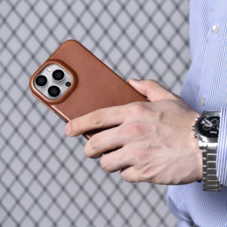 iCarer CE Oil Wax Premium Leather Folio Case Leather Case iPhone 14 Pro Max Magnetic Flip MagSafe Brown (AKI14220708-BN)