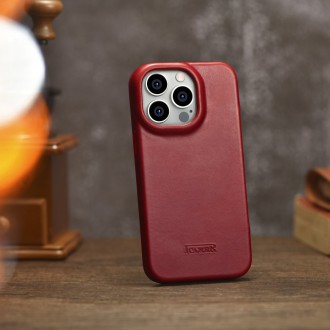 iCarer CE Oil Wax Premium Leather Folio Case Leather Case iPhone 14 Pro Max Magnetic Flip MagSafe Red (AKI14220708-RD)