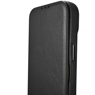 iCarer CE Premium Leather Folio Case iPhone 14 magnetic flip case MagSafe black (WMI14220713-BK)