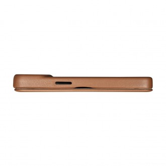 iCarer CE Premium Leather Folio Case iPhone 14 magnetic flip case MagSafe brown (WMI14220713-BN)