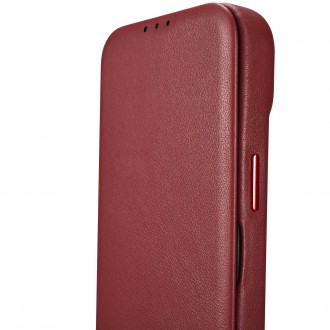 iCarer CE Premium Leather Folio Case iPhone 14 magnetic flip case MagSafe red (WMI14220713-RD)