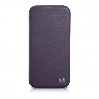 iCarer CE Premium Leather Folio Case iPhone 14 Magnetic Flip Leather Folio Case MagSafe Dark Purple (WMI14220713-DP)