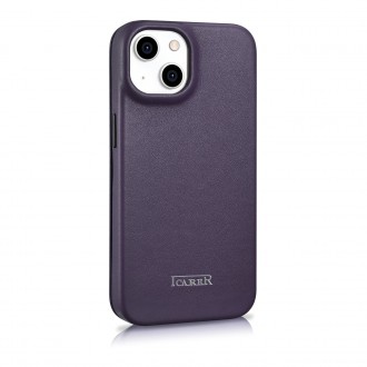 iCarer CE Premium Leather Folio Case iPhone 14 Magnetic Flip Leather Folio Case MagSafe Dark Purple (WMI14220713-DP)