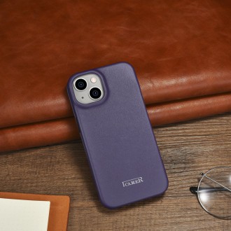 iCarer CE Premium Leather Folio Case iPhone 14 Magnetic Flip Leather Folio Case MagSafe Dark Purple (WMI14220713-DP)