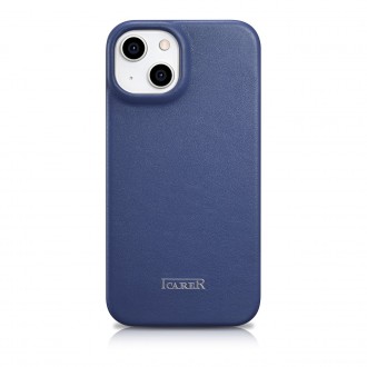 iCarer CE Premium Leather Folio Case iPhone 14 magnetic flip case MagSafe blue (WMI14220713-BU)