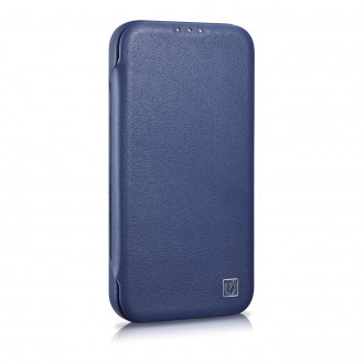 iCarer CE Premium Leather Folio Case iPhone 14 magnetic flip case MagSafe blue (WMI14220713-BU)