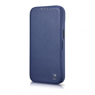 iCarer CE Premium Leather Folio Case iPhone 14 magnetic flip case MagSafe blue (WMI14220713-BU)