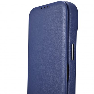 iCarer CE Premium Leather Folio Case iPhone 14 magnetic flip case MagSafe blue (WMI14220713-BU)