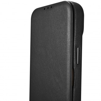 iCarer CE Premium Leather Folio Case iPhone 14 Pro Magnetic Flip Leather Folio Case MagSafe black (WMI14220714-BK)