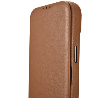 iCarer CE Premium Leather Folio Case iPhone 14 Pro Magnetic Flip Leather Folio Case MagSafe brown (WMI14220714-BN)