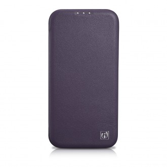 iCarer CE Premium Leather Folio Case iPhone 14 Pro Magnetic Flip Leather Folio Case MagSafe Dark Purple (WMI14220714-DP)