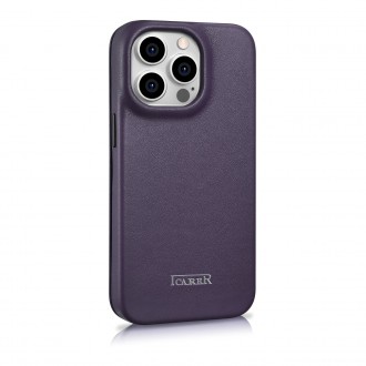 iCarer CE Premium Leather Folio Case iPhone 14 Pro Magnetic Flip Leather Folio Case MagSafe Dark Purple (WMI14220714-DP)