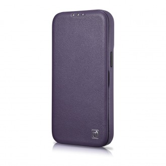iCarer CE Premium Leather Folio Case iPhone 14 Pro Magnetic Flip Leather Folio Case MagSafe Dark Purple (WMI14220714-DP)