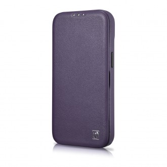 iCarer CE Premium Leather Folio Case iPhone 14 Pro Magnetic Flip Leather Folio Case MagSafe Dark Purple (WMI14220714-DP)