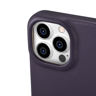 iCarer CE Premium Leather Folio Case iPhone 14 Pro Magnetic Flip Leather Folio Case MagSafe Dark Purple (WMI14220714-DP)