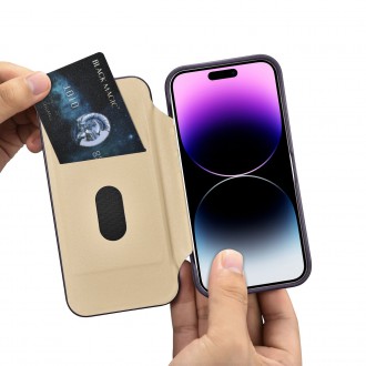 iCarer CE Premium Leather Folio Case iPhone 14 Pro Magnetic Flip Leather Folio Case MagSafe Dark Purple (WMI14220714-DP)