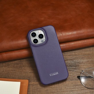 iCarer CE Premium Leather Folio Case iPhone 14 Pro Magnetic Flip Leather Folio Case MagSafe Dark Purple (WMI14220714-DP)