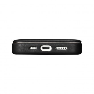 iCarer CE Premium Leather Folio Case iPhone 14 Plus Magnetic Flip Leather Folio Case MagSafe black (WMI14220715-BK)